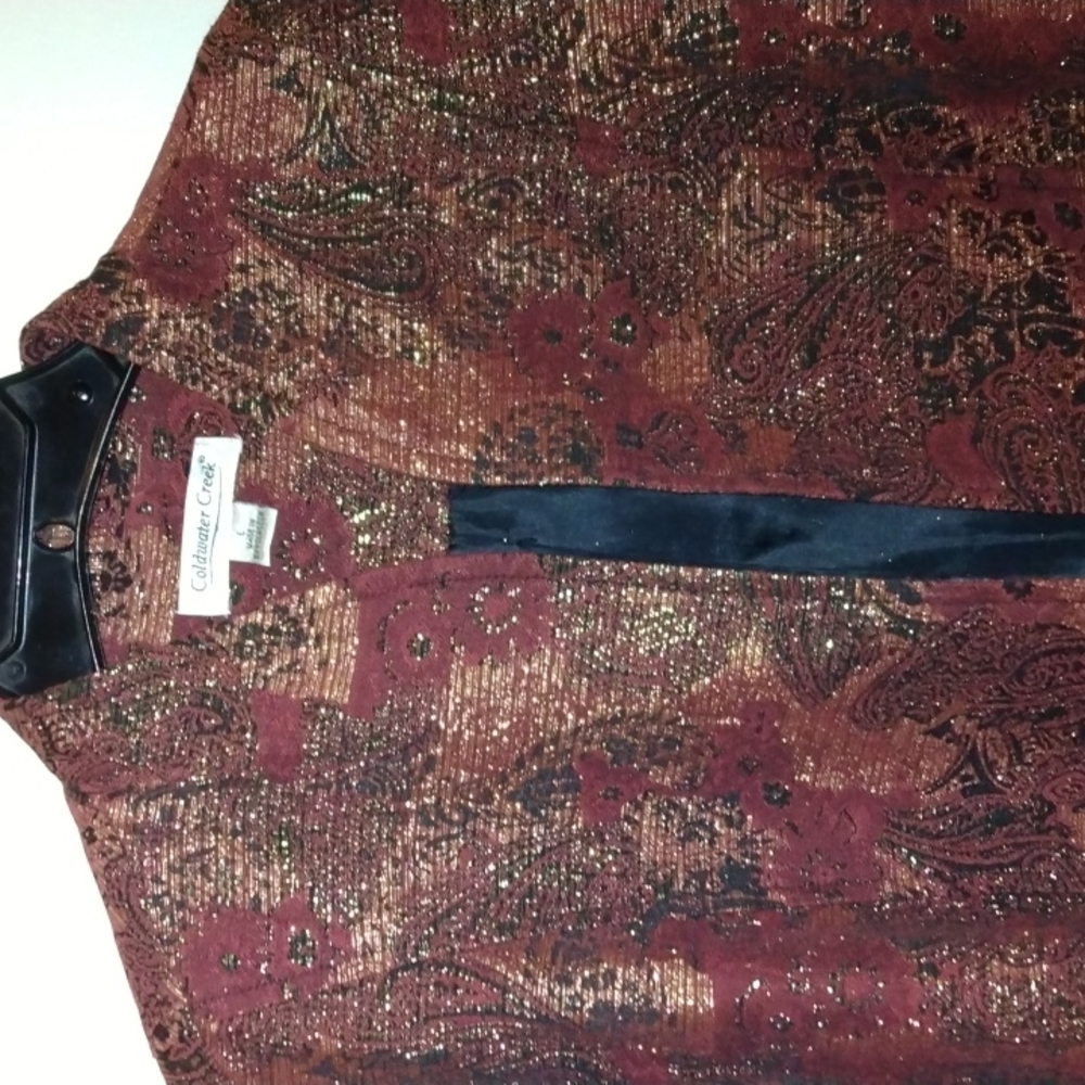 Coldwater Creek Large Tapestry jacket Cotton/Poly/Metallic NWOT